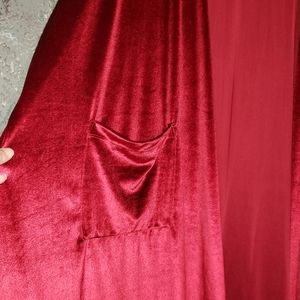 Red velvet Duster length cardigan